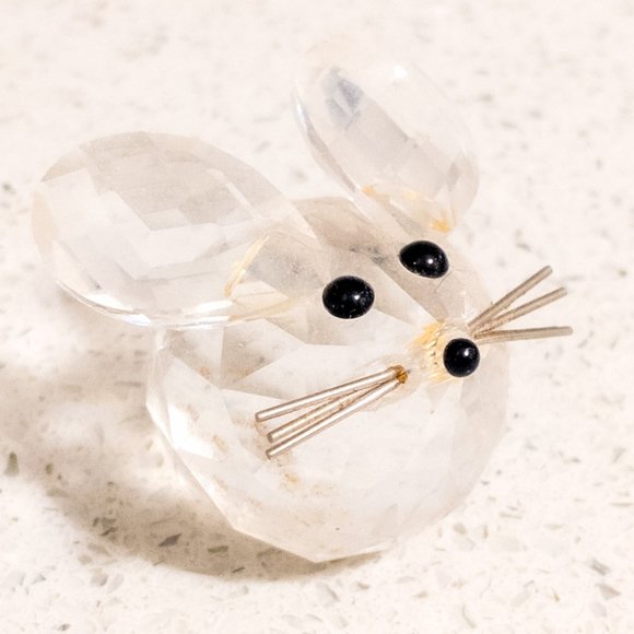 Vintage SWAROVSKI Crystal Mouse Petite Decoration Animal Cute Ornament Whiskers - Picture 1 of 4